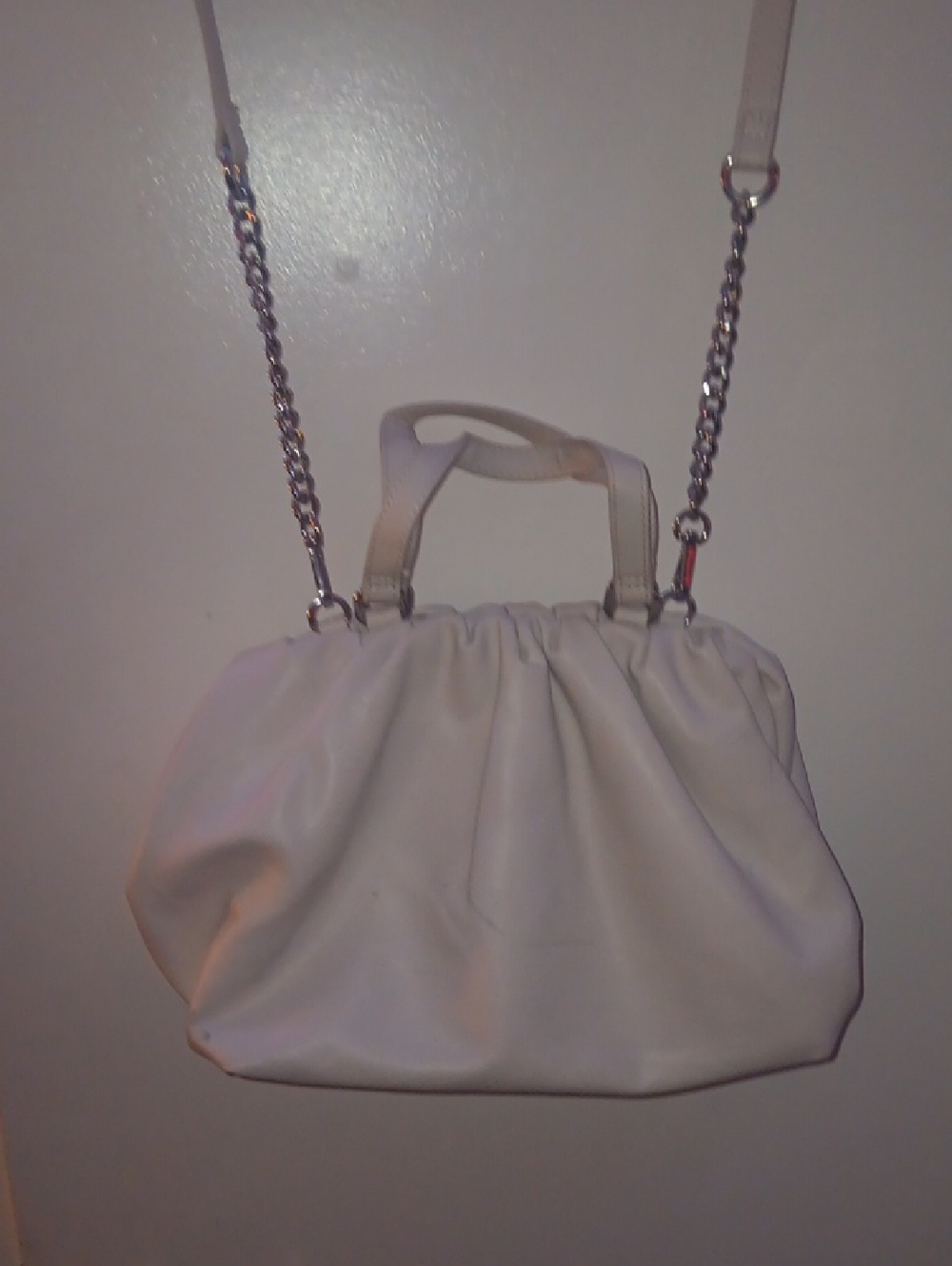 Women's Cream Gathered Top-Handle Shoulder Bag